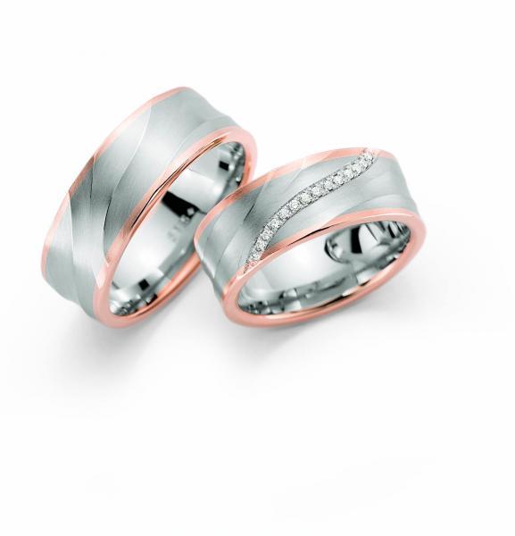 Trauringe Weiss-Rotgold von Fischer 06 05380/080